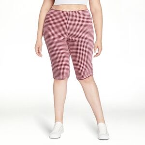 High Rise XL 16-18 Pull On Red & White Stretch Capris New